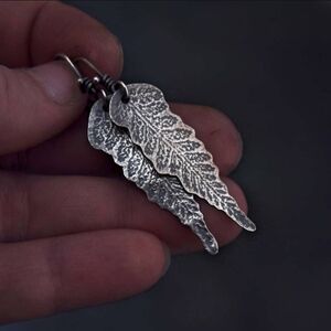 Fern Leaf Handmade Sterling Silver Dangle Earrings by Studio Ninety-Four